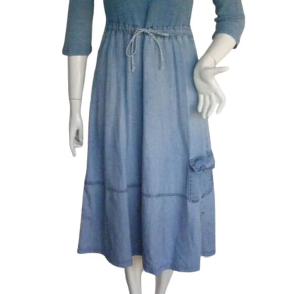 Hannah & Tina Dress Set, M, Vintage, Blue, Thermal/Chambray, Matching, Vest - Picture 6 of 13